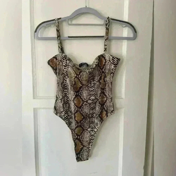 Unknown Tops - Snake Skin Spaghetti Strap Bodysuit XS